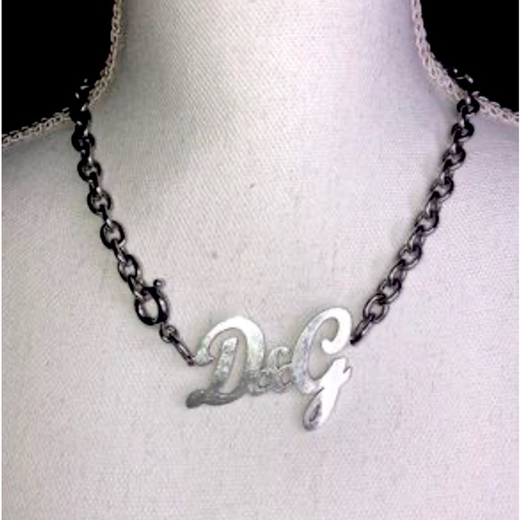 Dolce & Gabbana authentic Logo LOVE charm chain necklace vintage 00s silver tone - Picture 4 of 14